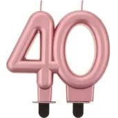 swieczka na tort cyfra 40 beauty and charm rozowo zlota godan 8 cm