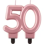 swieczka na tort cyfra 50 beauty and charm rozowo zlota godan 8 cm