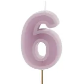 swieczka na tort cyfra 6 fioletowy partydeco 10 cm