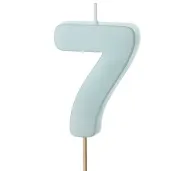 swieczka na tort cyfra 7 niebieski partydeco 10 cm