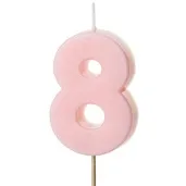 swieczka na tort cyfra 8 rozowy partydeco 10 cm