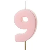 swieczka na tort cyfra 9 rozowy partydeco 10 cm