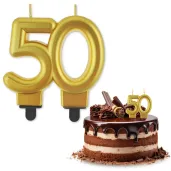 swieczka na tort liczba 50 beauty and charm zloty godan 8 cm