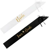 szarfa team bride czarny bialy partydeco 75 cm 6 szt