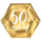 talerzyki 50th birthday zloty patrydeco 6 szt