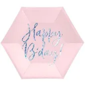 talerzyki happy birthday rozowy pudrowy partydeco 20cm