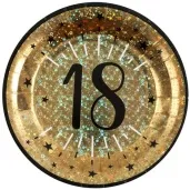 talerzyki papierowe 18 urodziny holo gold santex 22 5 cm 10 szt