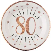 talerzyki papierowe 80 urodziny rozowe zloto bialy santex 22 5 cm 10 sztv