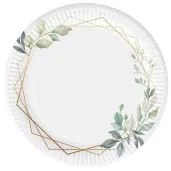 talerzyki papierowe eukaliptus mietowa geometria 18 cm 6 szt