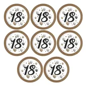 talerzyki papierowe jednorazowe dekoracja na urodziny liczba 18 bialo zlote 23 cm 8 szt