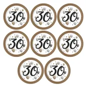 talerzyki papierowe jednorazowe dekoracja na urodziny liczba 30 bialo zlote 23 cm 8 szt