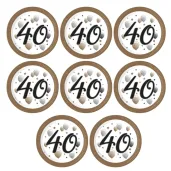 talerzyki papierowe jednorazowe dekoracja na urodziny liczba 40 bialo zlote 23 cm 8 szt