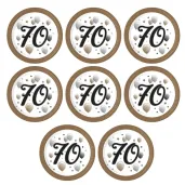 talerzyki papierowe jednorazowe dekoracja na urodziny liczba 70 bialo zlote 23 cm 8 szt