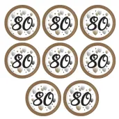 talerzyki papierowe jednorazowe dekoracja na urodziny liczba 80 bialo zlote 23 cm 8 szt