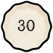 talerzyki papierowe jednorazowe na 30 urodziny hello 30 kremowe 18 cm 6 szt