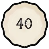 talerzyki papierowe jednorazowe na 40 urodziny hello 40 kremowe 18 cm 6 szt