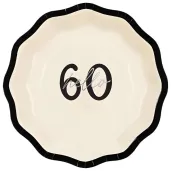 talerzyki papierowe jednorazowe na 60 urodziny hello 60 kremowe 18 cm 6 szt