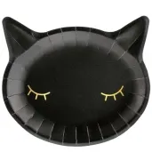 talerzyki papierowe kotek czarny partydeco 22x20 cm 6 szt