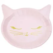 talerzyki papierowe kotek rozowy partydeco 22x20 cm 6 szt