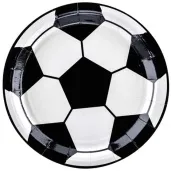 talerzyki pilka bialo czarne partydeco 18 cm 6 szt