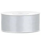 tasiemka satynowa classic srebrna partydeco 25 mm 25 m