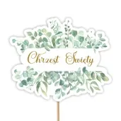 topper papierowy chrzest swiety eukaliptus beauty 20 cm