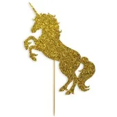 topper papierowy jednorozec zlota brokatowa 15 cm