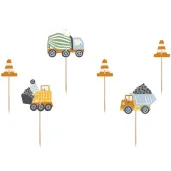 topper papierowy pojazdy budowlane partydeco 6szt diy