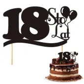 topper papierowy urodziny 18 czarna 17 cm
