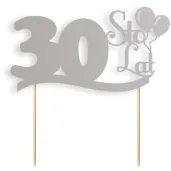 topper papierowy urodziny 30 srebrna 17 cm