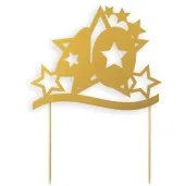 topper papierowy urodziny 40 stars zlota 17 cm