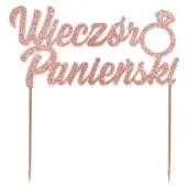 topper papierowy wieczor panienski z pierscionkiem rose gold brokat 15 5 x 16 cm