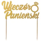 topper papierowy wieczor panienski z pierscionkiem zloty 15 5 x 16 cm