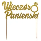 topper papierowy wieczor panienski z pierscionkiem zloty brokat 15 5 x 16 cm