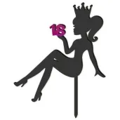 topper z pleksy 18 urodziny hot laska czarny roz holo 13 x 16 5 cm