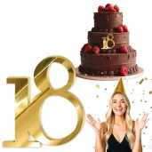 topper z pleksy bok tortu cyfra 18 zloty lustrzany 8 x 9 5 cm