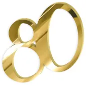 topper z pleksy bok tortu cyfra 80 zloty lustrzany 9 5 x 9 5 cm