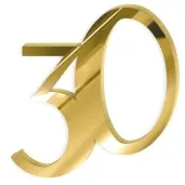 topper z pleksy cyfra 30 urodziny zloty lustrzany 9x9 5 cm