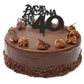 topper z pleksy zycie zaczyna sie po 40 czarny 13 x 17 cm