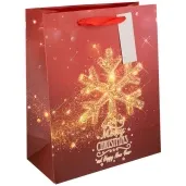 torebka prezentowa merry christmas and happy new year zlota sniezynka partypal 42x32 cm