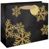 torebka prezentowa sniezynki czarny partypal 33 x 36 5 cm