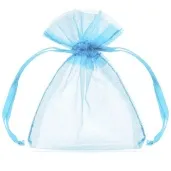 woreczki z organzy sciagane proste blekitne partydeco 10 cm 10 szt