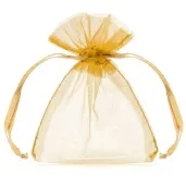 woreczki z organzy sciagane proste zlote partydeco 10 cm 10 szt