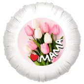 xx balon fol bialy mama i tulipany