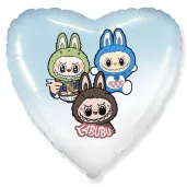 xx balon fol labubu serce blekitne