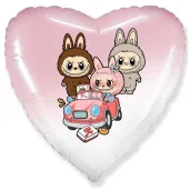 xx balon fol labubu serce rozowe