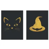 xx etykiety na butelke czarownica i kot 9 szt