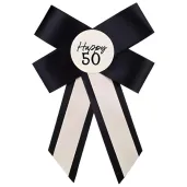 xx kotylion na 50 urodziny kremowo czarny 11x17 cm