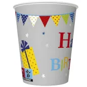 xx kubeczki pap bday cake with gifts and garlands 250 ml 8 szt