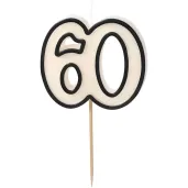 xx swieczka urodzinowa liczba 60 5 5cm bialo czarny